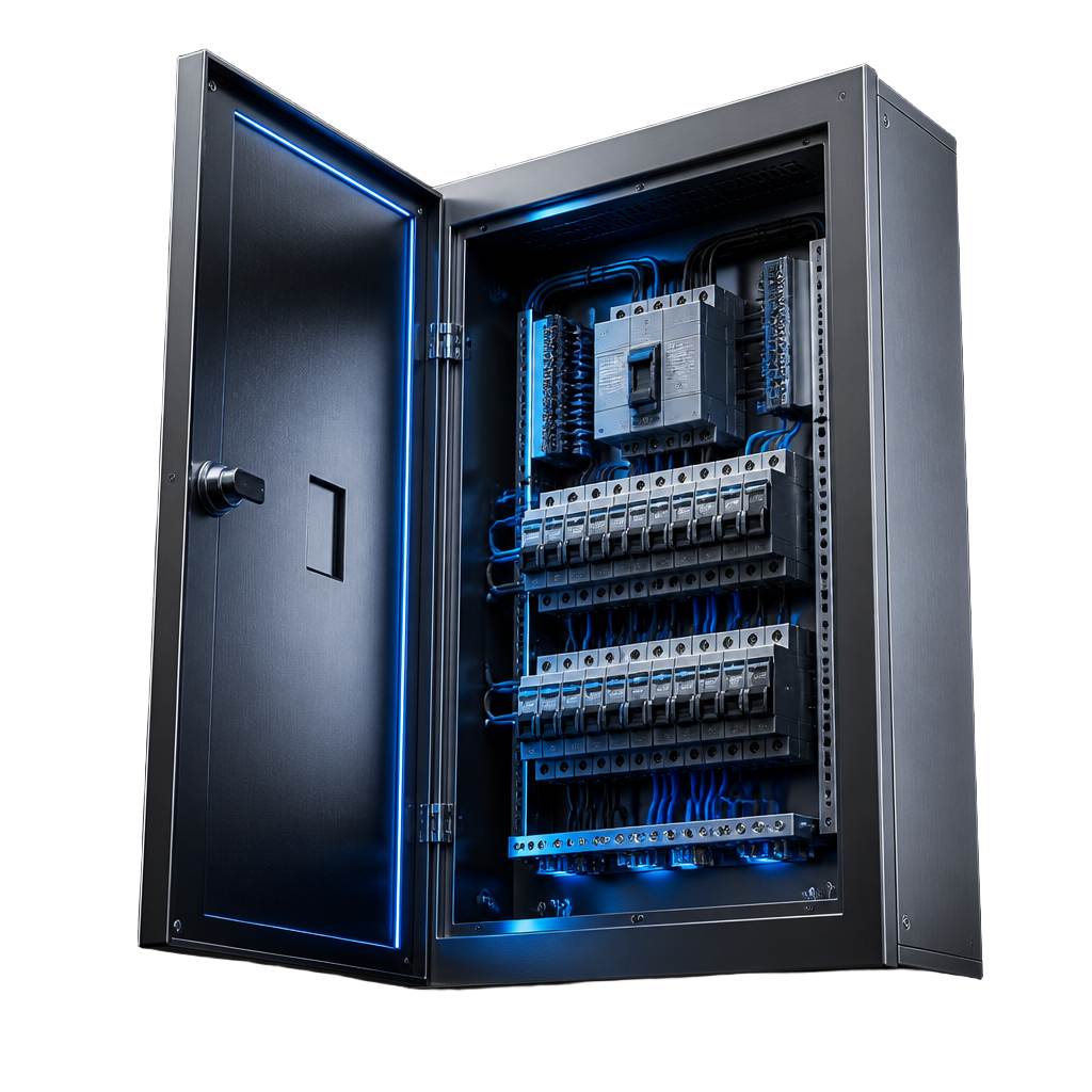 3D render of an electrical breaker panel